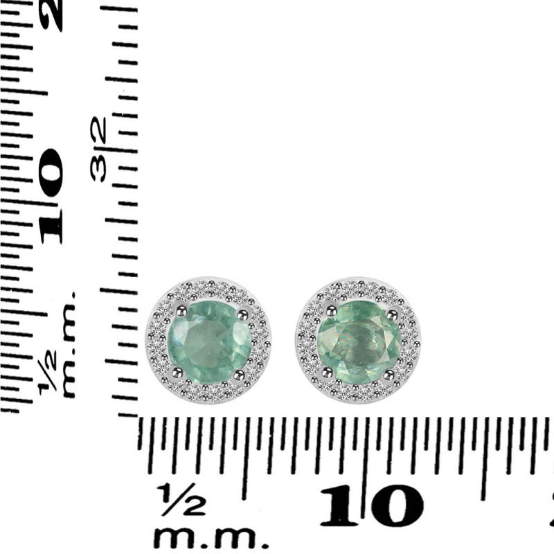 Kyanite (Green) & White Topaz Stud Earring KYN-RDE-1259-G.
