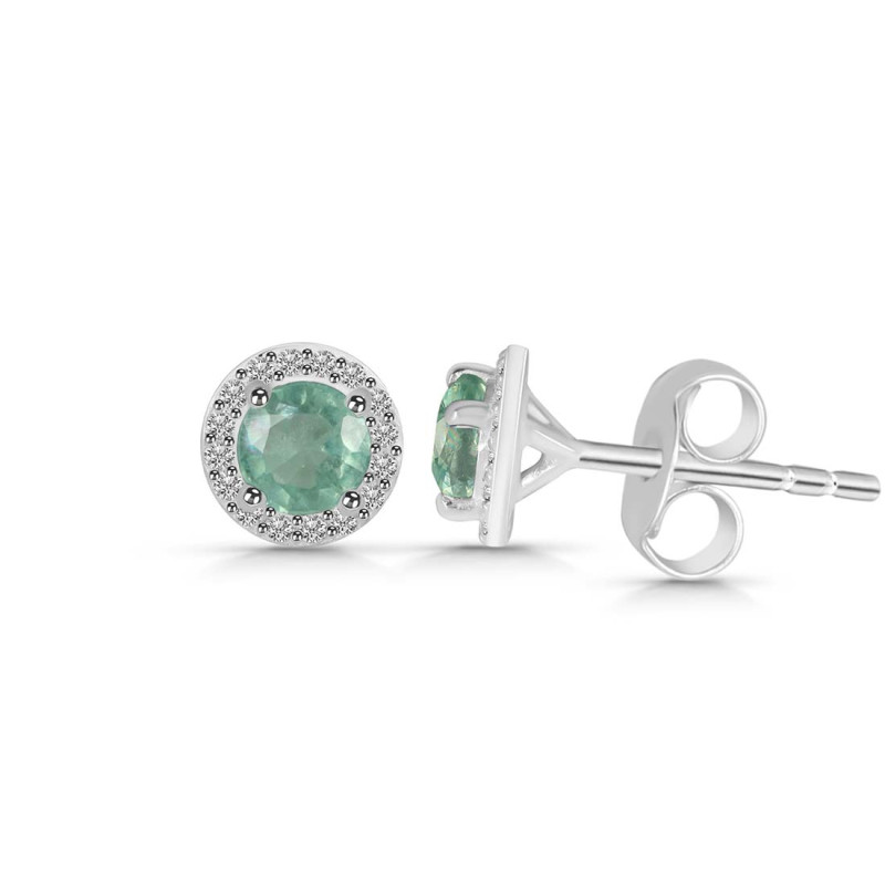Kyanite (Green) & White Topaz Stud Earring