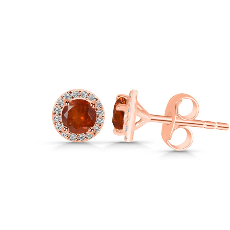 Kyanite (Orange) & White Topaz Stud Earring KYN-RDE-1259-O.