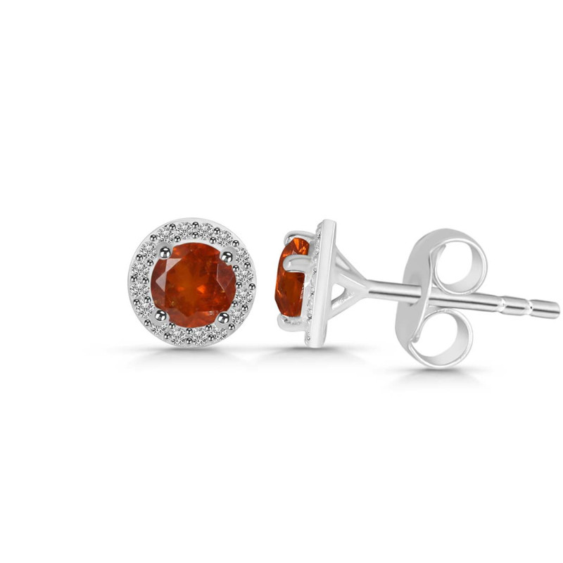 Kyanite (Orange) & White Topaz Stud Earring