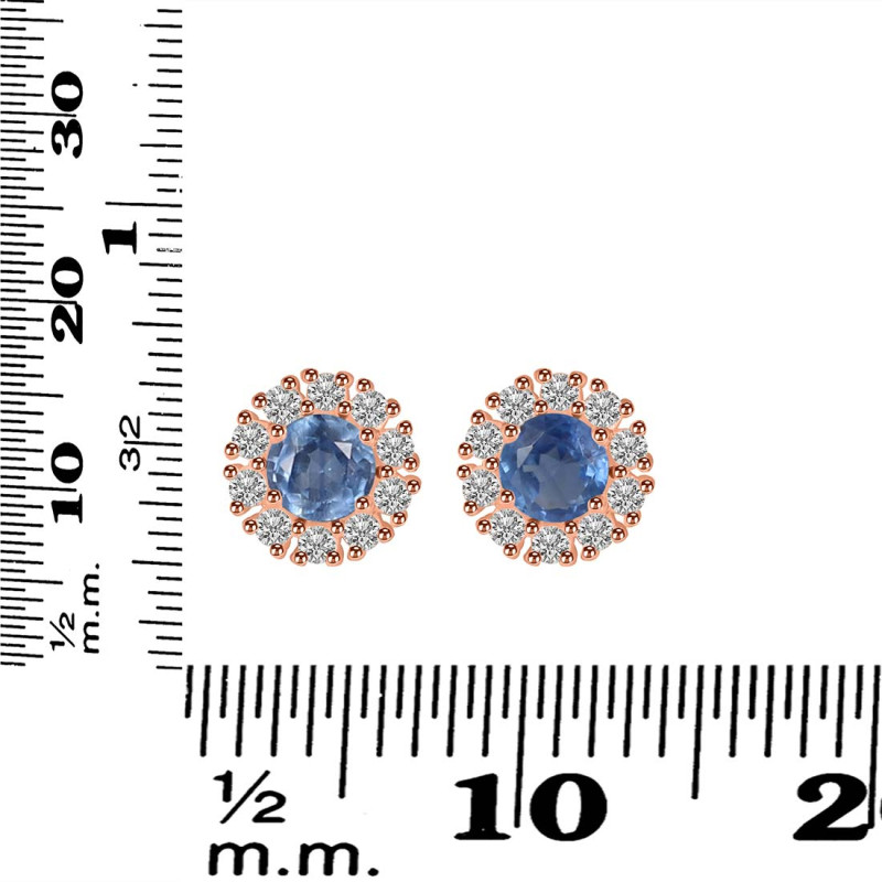 Kyanite & White Topaz Stud Earring KYN-RDE-1268.