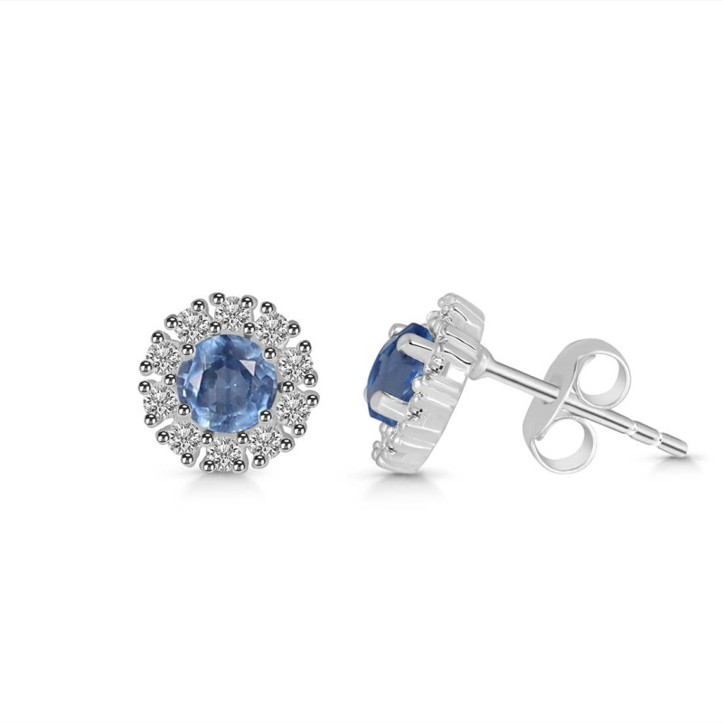 Kyanite & White Topaz Stud Earring
