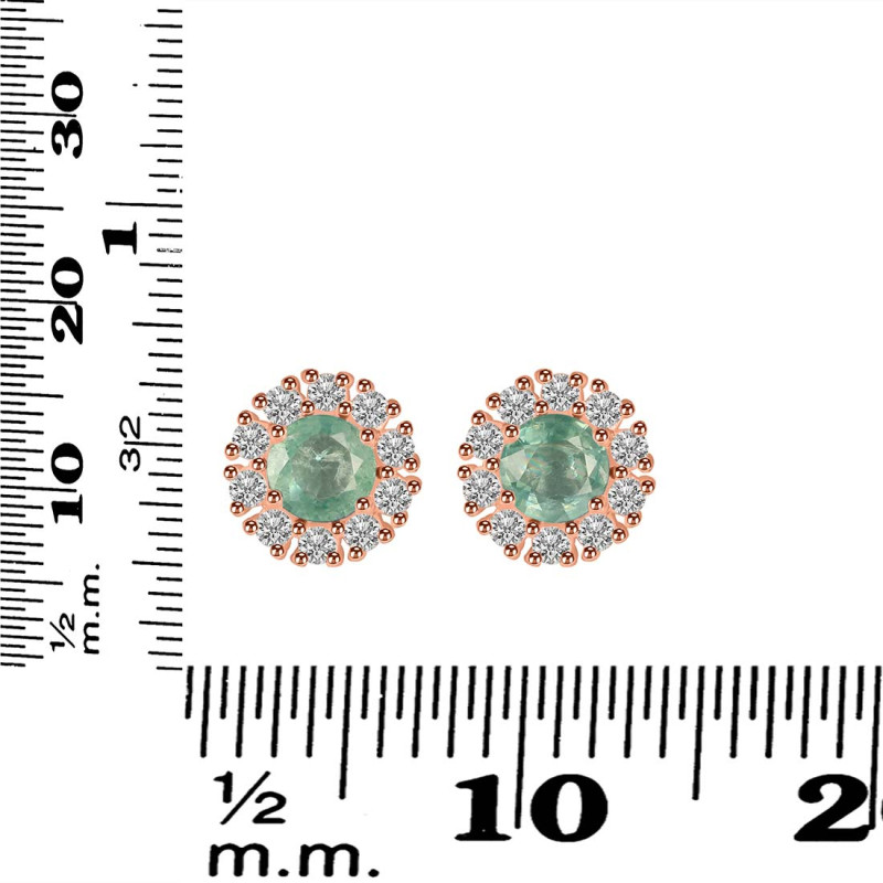 Kyanite (Green) & White Topaz Stud Earring KYN-RDE-1268-G.