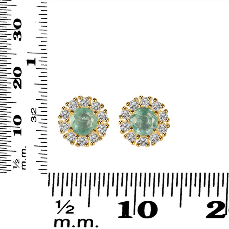 Kyanite (Green) & White Topaz Stud Earring KYN-RDE-1268-G.