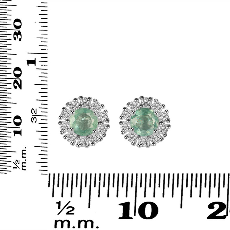 Kyanite (Green) & White Topaz Stud Earring KYN-RDE-1268-G.
