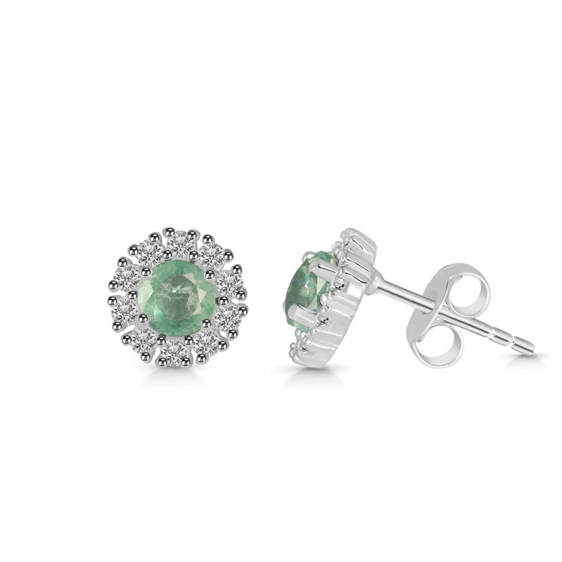 Kyanite (Green) & White Topaz Stud Earring