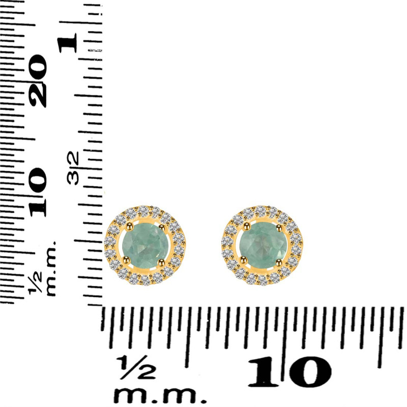 Kyanite (Green) & White Stud Topaz Earring KYN-RDE-985-G.