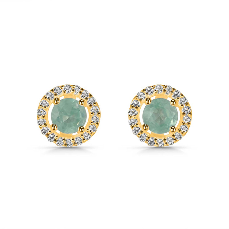Kyanite (Green) & White Stud Topaz Earring KYN-RDE-985-G.