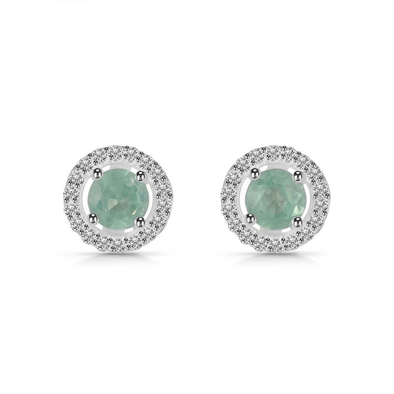 Kyanite (Green) & White Stud Topaz Earring KYN-RDE-985-G.