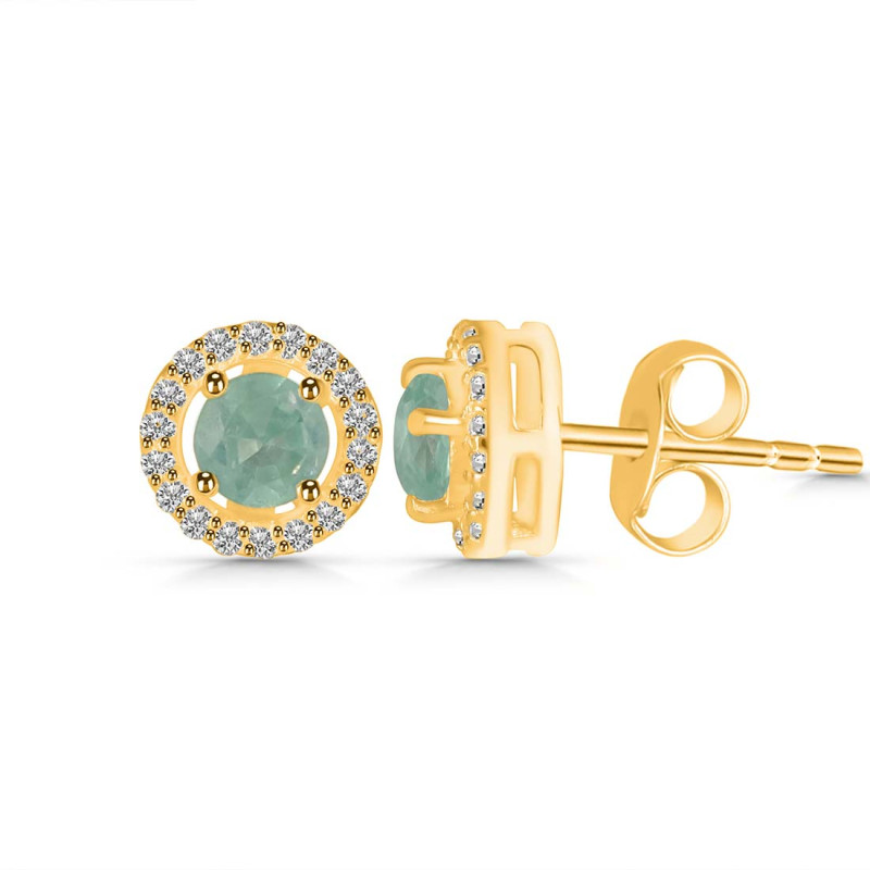 Kyanite (Green) & White Stud Topaz Earring KYN-RDE-985-G.