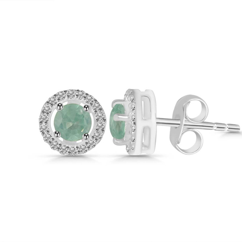 Kyanite (Green) & White Stud Topaz Earring