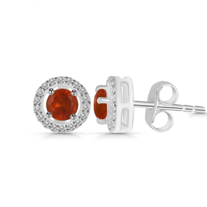 Kyanite (Orange) & White Topaz Stud Earring