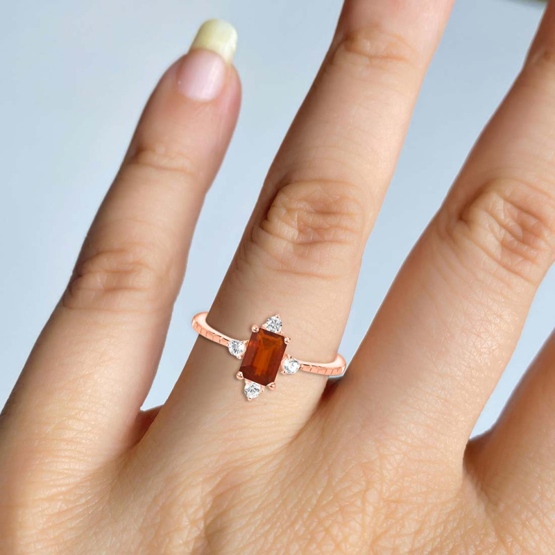Kyanite (Orange) & White Topaz Ring KYN-RDR-2210-O.