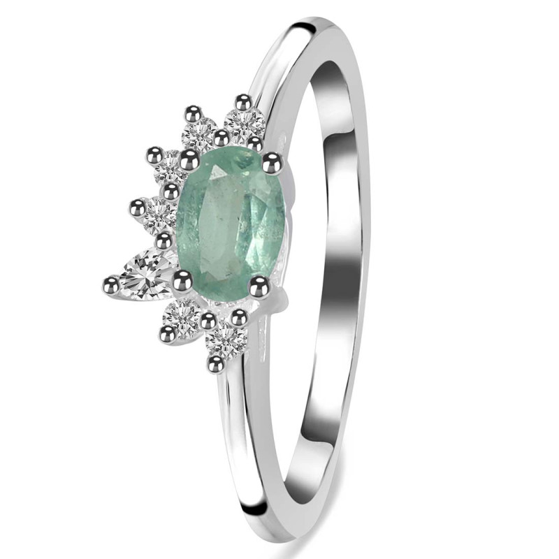 Kyanite (Green) & White Topaz Ring