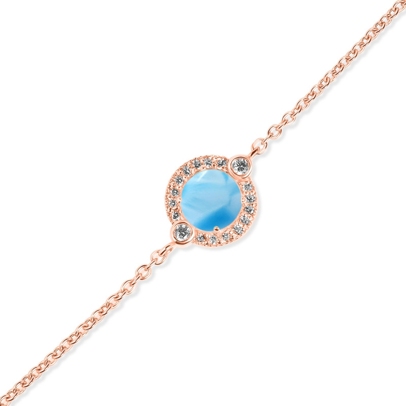 Larimar & White Topaz Bracelet With Adjustable Camera Lock LAR-RDB-65.