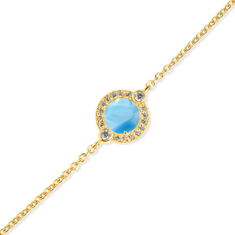 Larimar & White Topaz Bracelet With Adjustable Camera Lock LAR-RDB-65.