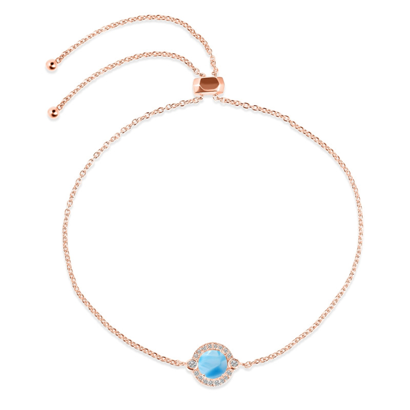 Larimar & White Topaz Bracelet With Adjustable Camera Lock LAR-RDB-65.