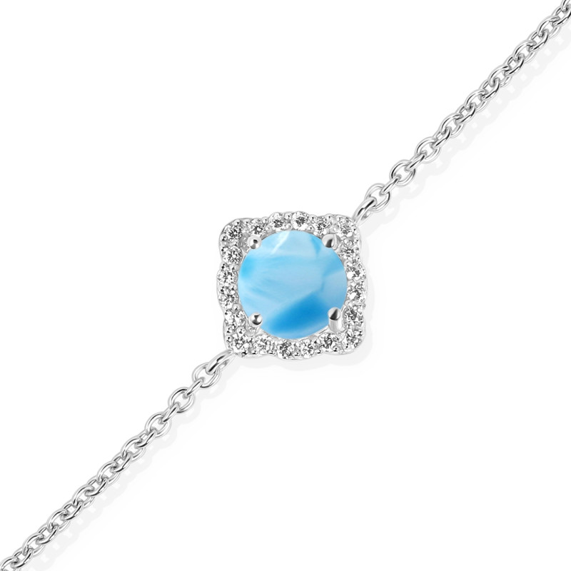Larimar & White Topaz Bracelet With Adjustable Camera Lock
