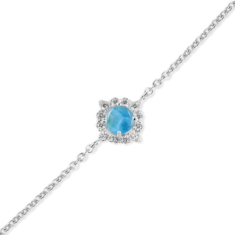 Larimar & White Topaz Bracelet With Adjustable Camera Lock