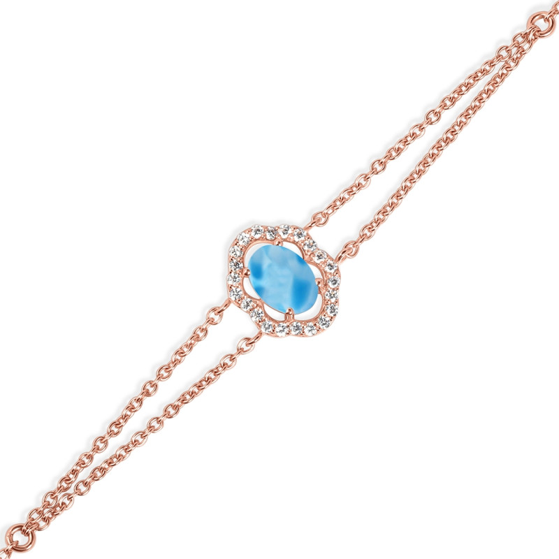 Larimar & White Topaz Bracelet With Adjustable Camera Lock LAR-RDB-68.