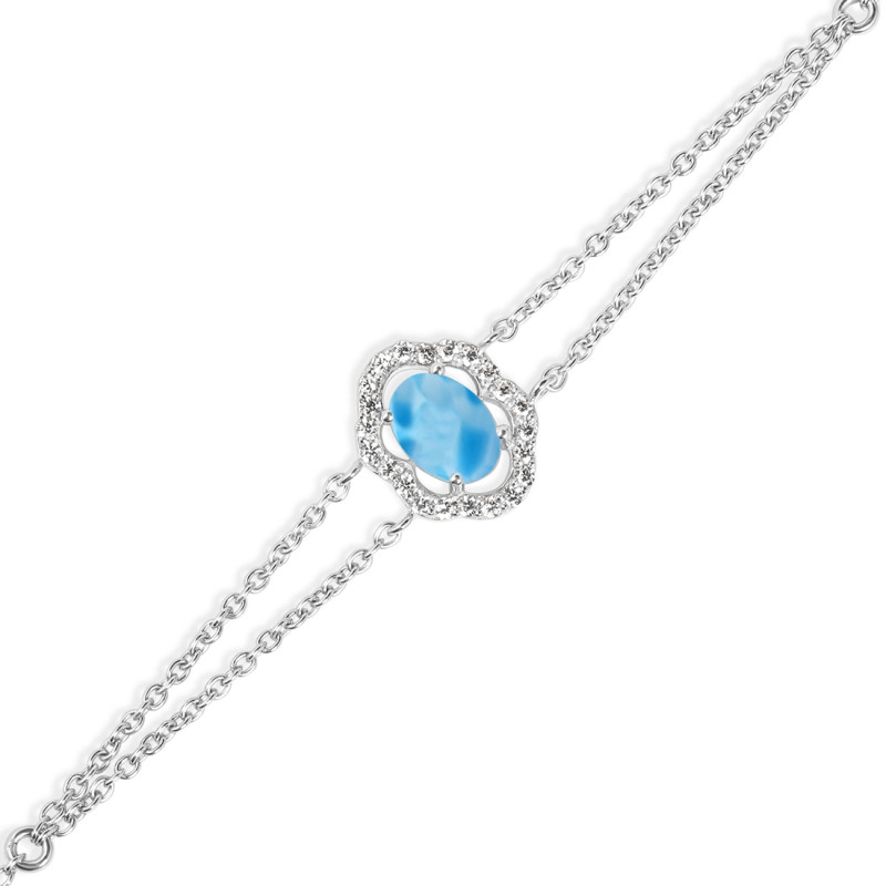 Larimar & White Topaz Bracelet With Adjustable Camera Lock