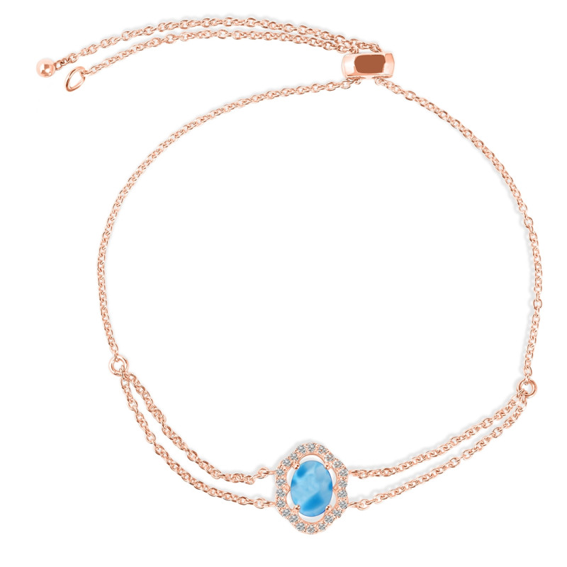 Larimar & White Topaz Bracelet With Adjustable Camera Lock LAR-RDB-68.