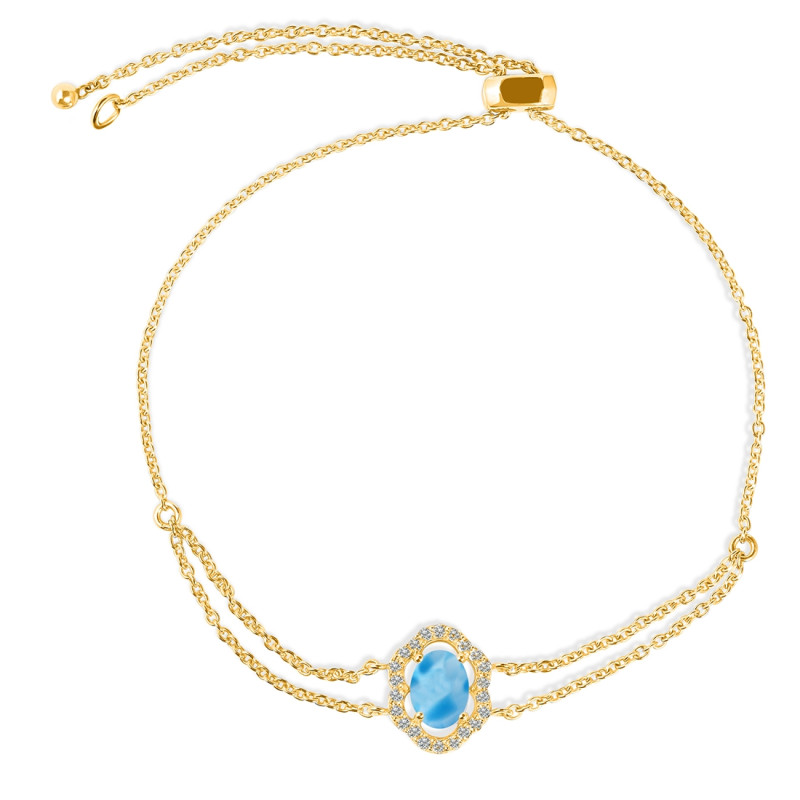 Larimar & White Topaz Bracelet With Adjustable Camera Lock LAR-RDB-68.