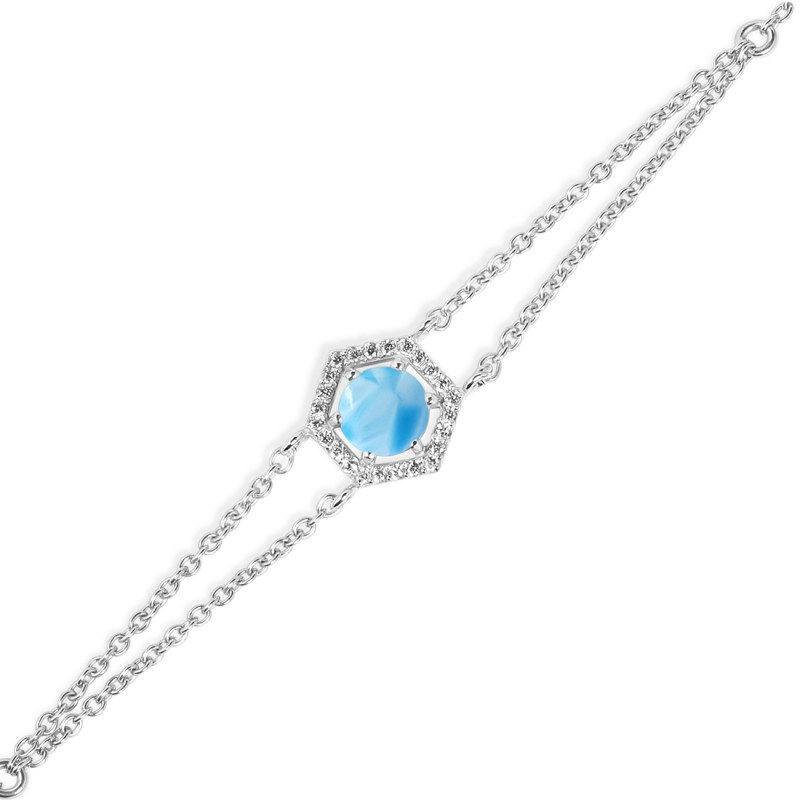 Larimar & White Topaz Bracelet With Adjustable Camera Lock