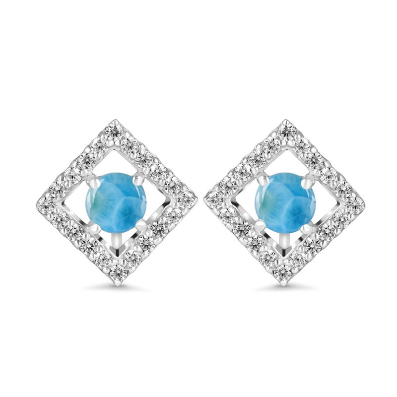 Larimar & White Topaz Stud Earring LAR-RDE-847.