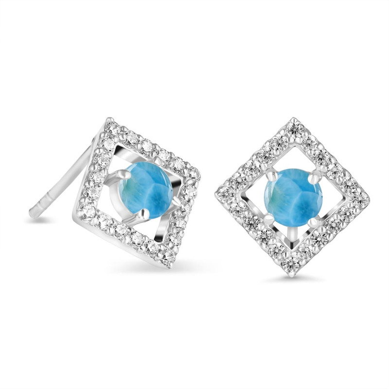 Larimar & White Topaz Stud Earring