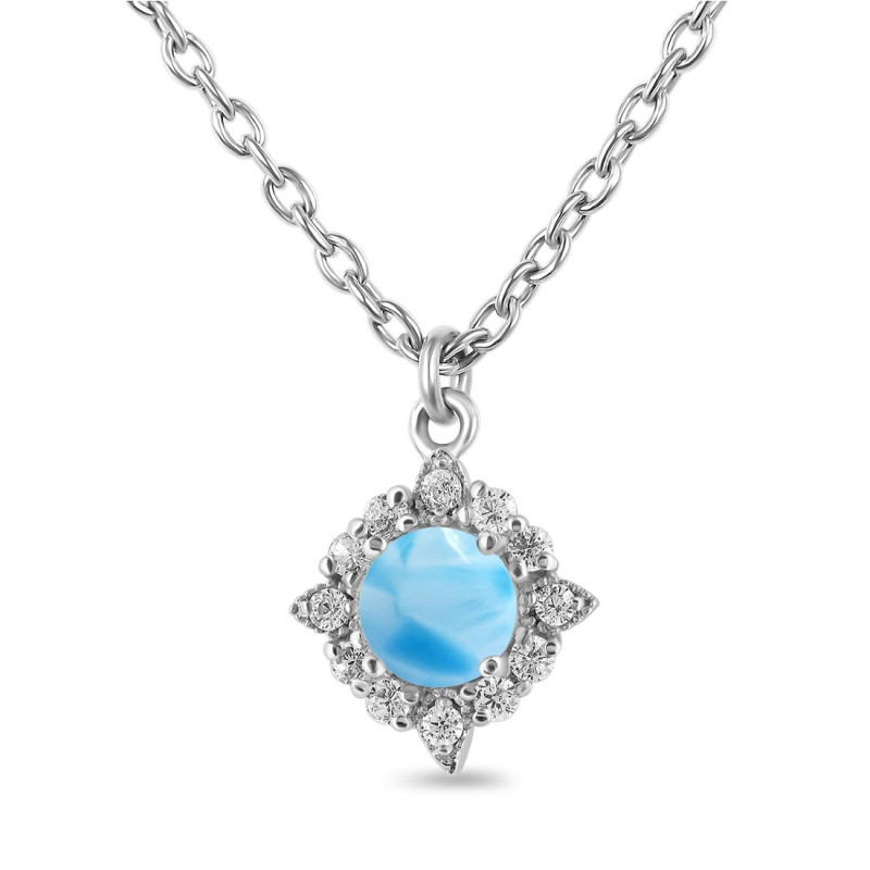 Larimar & White Topaz Necklace With Slider Lock LAR-RDN-77.