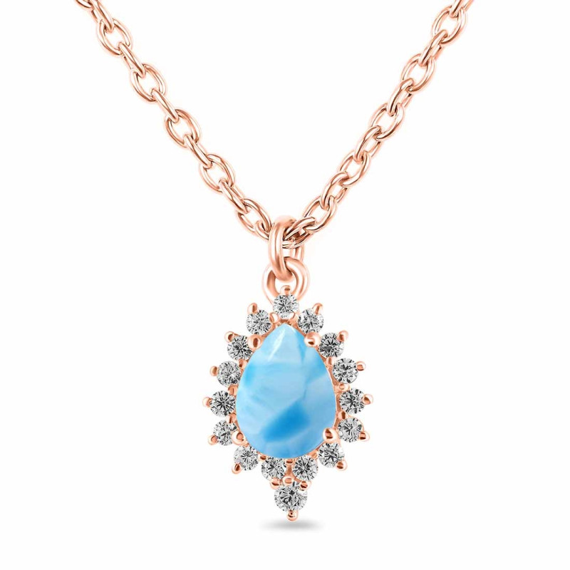 Larimar & White Topaz Necklace With Slider Lock LAR-RDN-79.