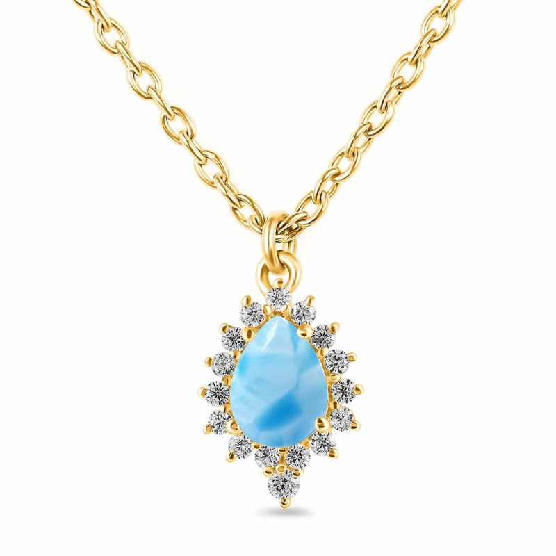 Larimar & White Topaz Necklace With Slider Lock LAR-RDN-79.