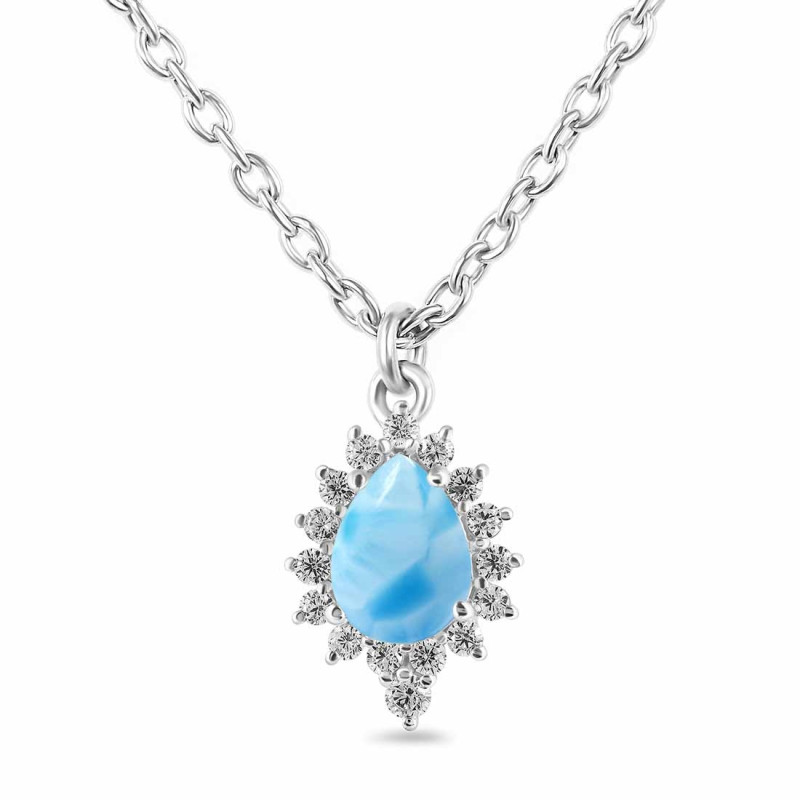 Larimar & White Topaz Necklace With Slider Lock LAR-RDN-79.
