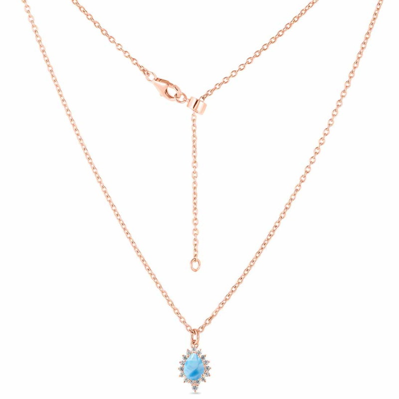 Larimar & White Topaz Necklace With Slider Lock LAR-RDN-79.