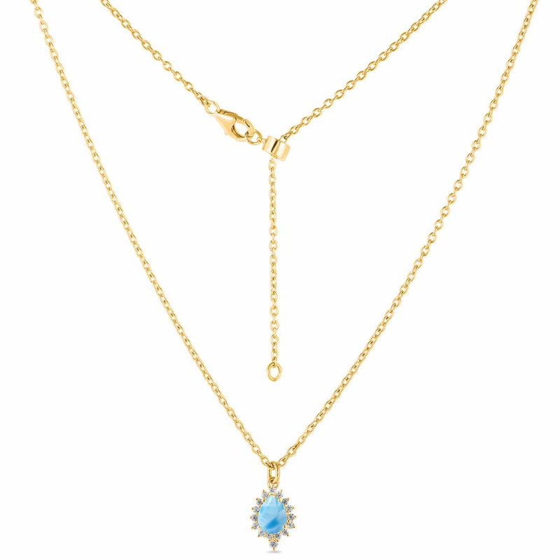 Larimar & White Topaz Necklace With Slider Lock LAR-RDN-79.