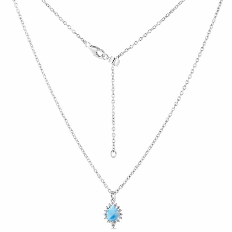 Larimar & White Topaz Necklace With Slider Lock