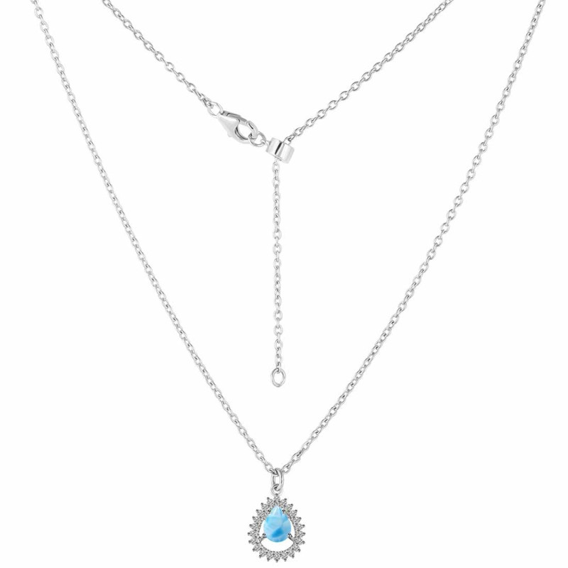 Larimar & White Topaz Necklace With Slider Lock