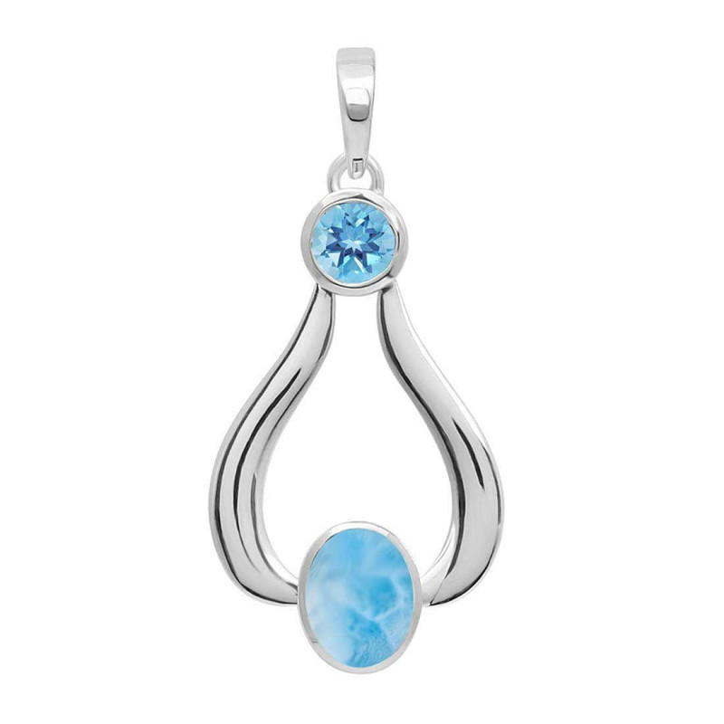 Larimar & Blue Topaz Pendant LAR-RDP-132.