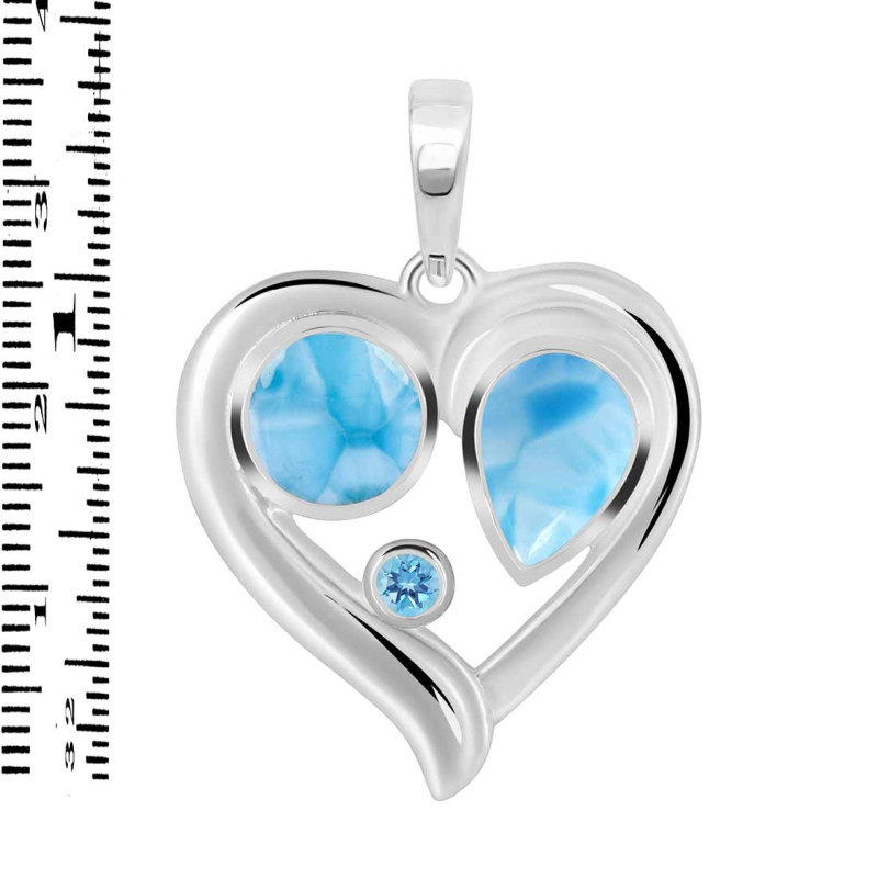 Larimar & Blue Topaz Heart Pendant LAR-RDP-154.