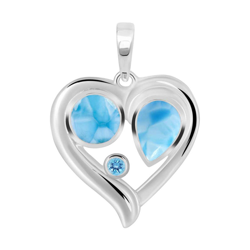 Larimar & Blue Topaz Heart Pendant LAR-RDP-154.