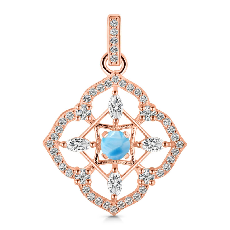 Larimar & White Topaz Pendant LAR-RDP-797-CZ-LOOP.