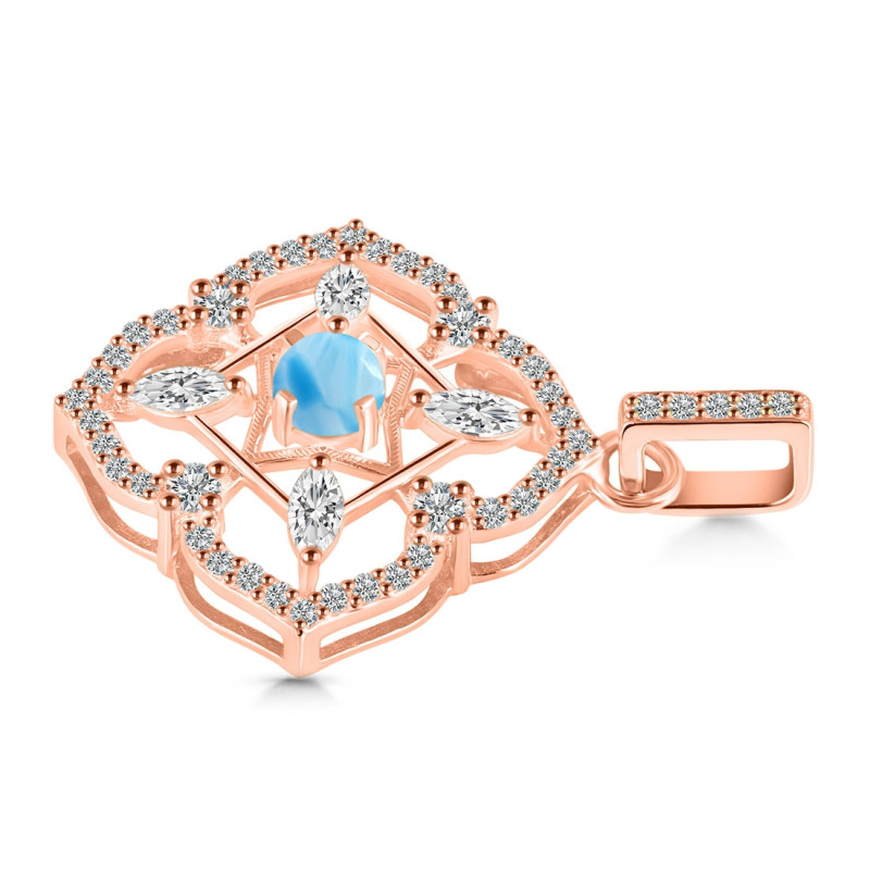 Larimar & White Topaz Pendant LAR-RDP-797-CZ-LOOP.