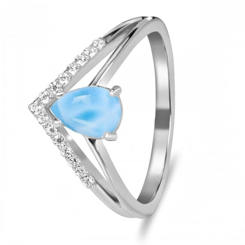 Larimar & White Topaz Ring