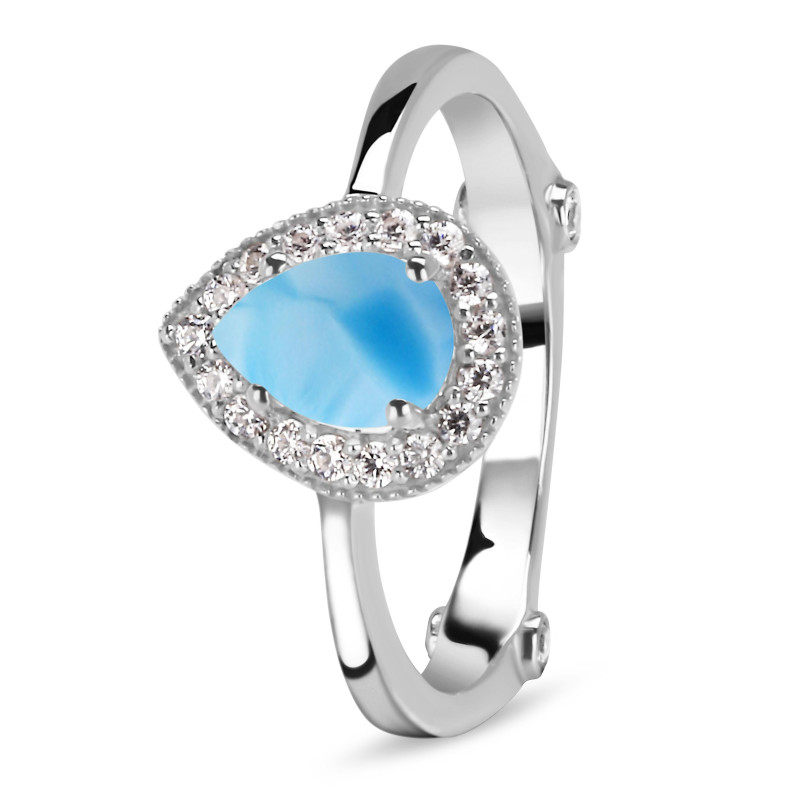 Larimar & White Topaz Ring