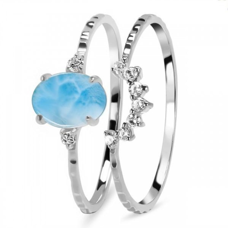 Larimar & White Topaz Ring