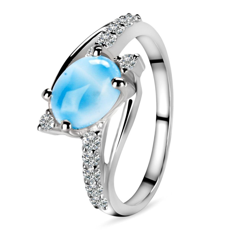 Larimar & White Topaz Ring