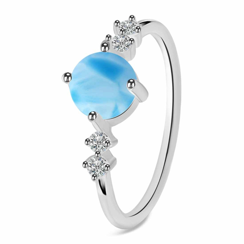 Larimar & White Topaz Ring