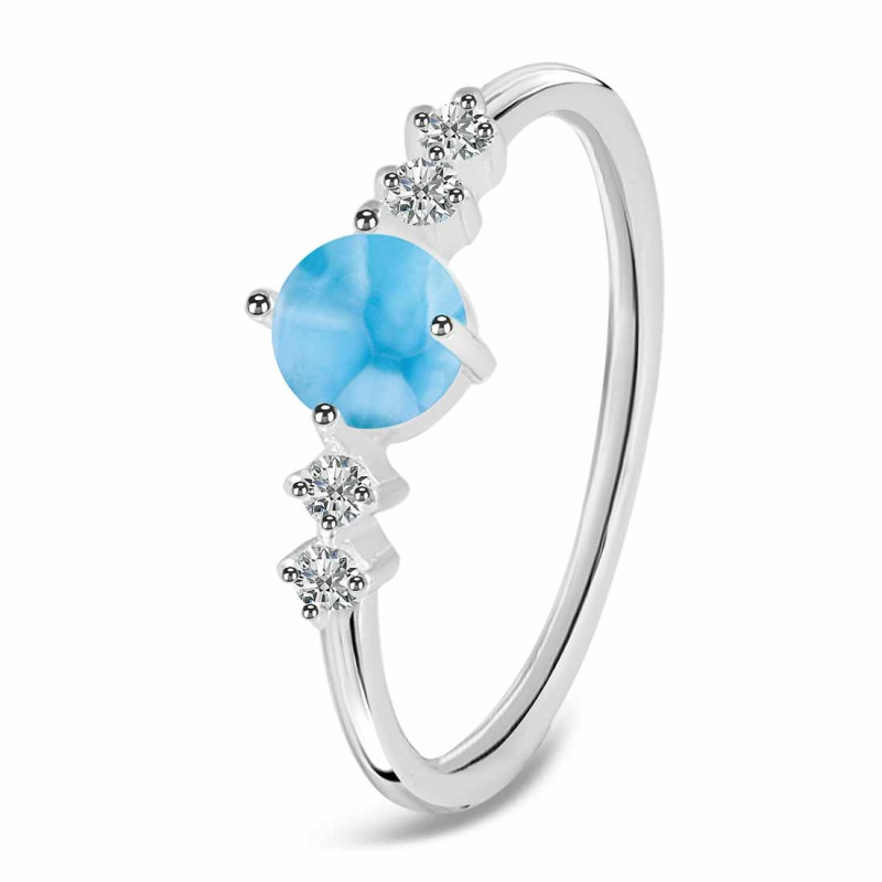 Larimar & White Topaz Ring