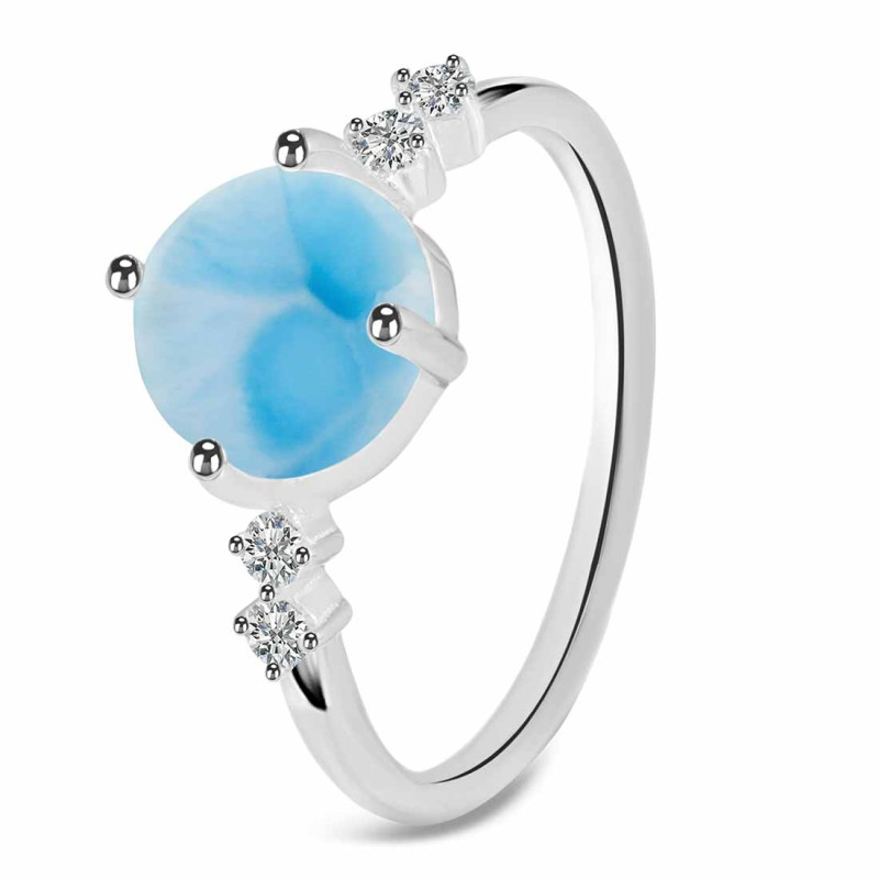 Larimar & White Topaz Ring